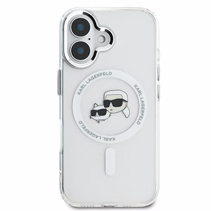 Karl Lagerfeld IML Metal Karl&Choupette Head MagSafe Case for iPhone 16 Plus - White