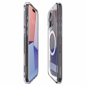 Spigen Ultra Hybrid S MagSafe Suojakuori jalustalla iPhone 15 Pro:lle - Läpinäkyvä