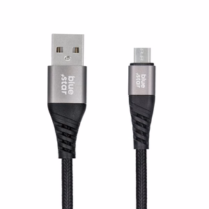 BLUE STAR kangaspäällysteinen kaapeli 2A USB A - Micro USB TFK-DC-003 1,2 m musta