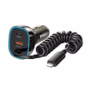 BWOO CC96L 30W PD autolaturi 1x USB-C 1x USB lightning-kaapelilla harmaa