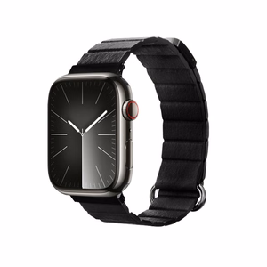 Crong Eclipse magnetic eco-leather strap for Apple Watch 44 / 45 / 46 / 49 mm, black