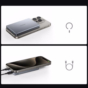 Joyroom JR-PBM08 Pro 10000mAh 20W Powerbank 15W induktiivisella latauksella Ultra-Thin - harmaa - harmaa