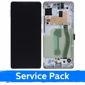 LCD-näyttö yhteensopiva Samsung G770 S10 Lite kehyksellä / Prism White / (Service Pack)