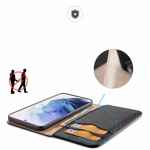 Dux Ducis Hivo Nahka Flip Cover Aitoa nahkaa Lompakko korteille ja asiakirjoille Samsung Galaxy S22 + (S22 Plus) Musta