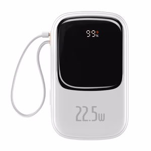 Baseus Power Bank 20000mAh Qpow Pro - USB + C-tyyppi - PD 22,5W C-tyypin kaapelilla (PPQD060302) valkoinen