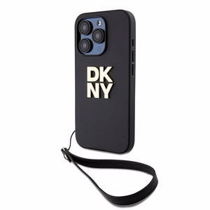 DKNY Wrist Strap Stock Logo Suojakuori iPhone 15 Pro:lle - Musta