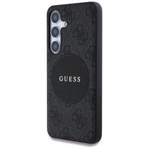 Guess 4G Round Patch Classic Logo MagSafe Suojakuori Samsung Galaxy S25 Plus:lle musta