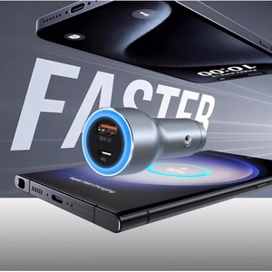 Dudao R4Ultra 120W Power Delivery Quick Charge LED autolaturi USB-A USB-C - harmaa