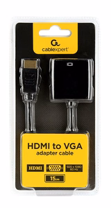 Gembird A-HDMI-VGA-04 videokaapelisovit in 0,15 m HDMI Type A – VGA (D-Sub), musta