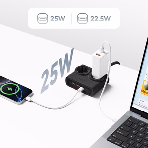 Orico PDC25 25W 6in1 jatkojohto 2x AC + 2x USB-A + 2x USB-C - musta