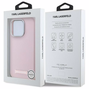 Karl Lagerfeld FW Metal Plate MagSafe Suojakuori iPhone 15 Pro Max:lle - vaaleanpunainen