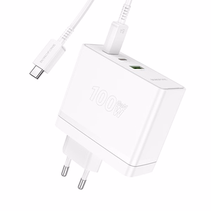 Borofone Wall charger BN11 Imperial - USB + 2xType C - QC 3.0 PD 100W with Type C to Type C cable white