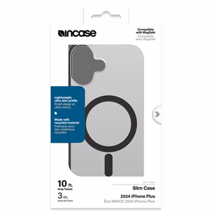 Incase Slim Case -suojakuori MagSafe-tuella iPhone 16 Plus -puhelimelle, läpikuultava musta