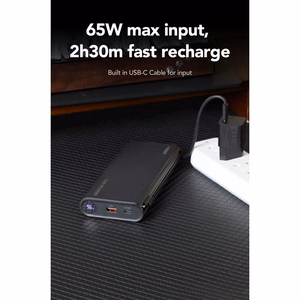 Ulkoinen akku Veger TCE130 (W2503) PD 130W 25000 mAh sisäänrakennetuilla Type C -kaapeleilla / Lightning musta