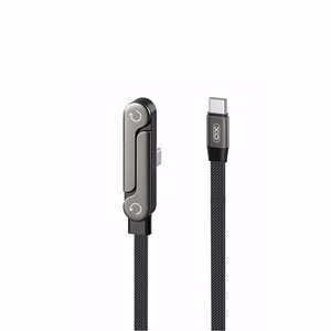 XO NB-Q311 PD USB-C–USB-C-kaapeli, 1,5m, 240W, musta, litteä, jalustalla