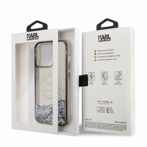 Karl Lagerfeld Liquid Glitter RSG suojakuori iPhone 14 Pro Max:lle - musta