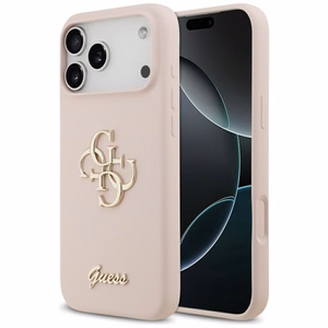 Guess Silicone Big 4G Script -suojakuori iPhone 17 Pro Max - pinkki