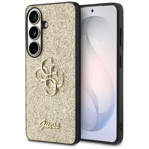 Guess Fixed Glitter Big 4G Metal Logo -suojakuori Samsung Galaxy S26:lle kultainen