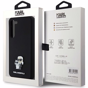Karl Lagerfeld Silikoninen Karl & Choupette Metal Pin Suojakuori Samsung Galaxy S24+:lle - musta