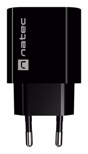 NATEC RIBERA seinälaturi 1X USB-A + 1X USB-C 20W musta