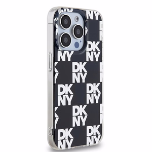 DKNY IML Ruudullinen Mono-kuvio Suojakuori iPhone 15 Pro Max:lle - musta