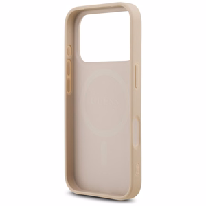 Guess Saffiano Classic Logo MagSafe Suojakuori iPhone 17 Pro:lle - vaaleanpunainen