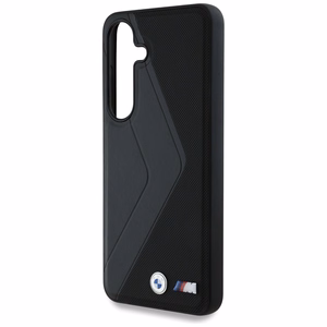 BMW Nahkainen Oversized Stripes MagSafe Suojakuori Samsung Galaxy S25:lle - musta