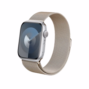 Crong Milano Steel stainless-steel strap for Apple Watch 44 / 45 / 46 / 49 mm, champagne