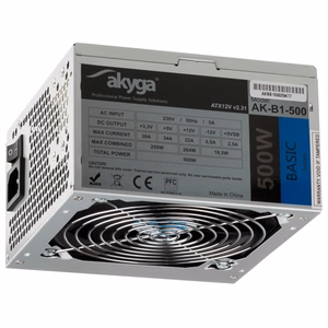 Akyga AK-B1-500 virtalähde 500 W 20+4 pin ATX ATX harmaa