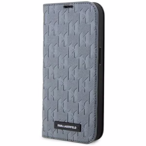 Karl Lagerfeld KLBKP14LSAKLHPG iPhone 14 Pro 6.1 kirjakuori hopeinen/hopeinen Saffiano Monogram