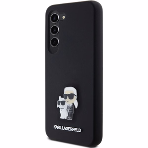 Karl Lagerfeld Silikoninen Karl&Choupette Metal Pin Suojakuori Samsung Galaxy S23:lle - musta