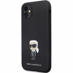 Karl Lagerfeld Suojakuori iPhone 11:lle KLHCN61SMHKNPK musta HC Silikoninen Ikonik Metal Pin
