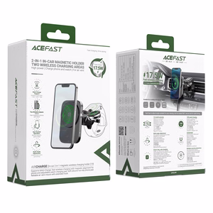 Acefast D18 auton teline MagSafe / Qi induktiivisella laturilla + USB-A USB-C kaapeli - musta