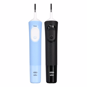 Oral-B Vitality Pro Duo – ladattava sähköhammasharja, 2 harjaspäätä, 3 puhdistustilaa, musta/sininen/valkoinen