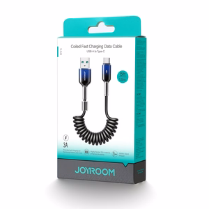 Joyroom S-A43 Crystal-Clear Series 3A USB-A - USB-C kierrekaapeli 1,5m - musta