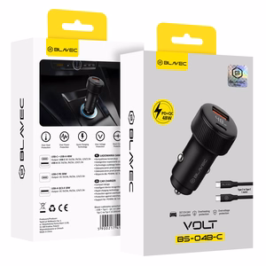 Blavec autolaturi BS-04B-C Volt - USB + Type C - QC 3.0 18W PD 30W ja Type C - Type C -kaapeli (CCBS04BCV-UCB) musta