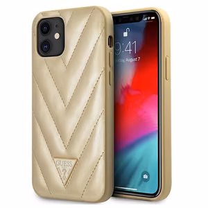 Guess GUHCP12SPUVQTMLBE iPhone 12 mini 5.4" kultainen/kultainen kovakotelo V-tikattu kokoelma