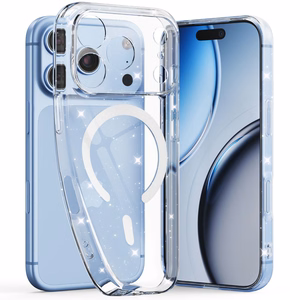 Tech-Protect FlexAir MagSafe -suojakuori iPhone 17 Pro Max / 18 Pro Max -malleille, läpinäkyvä glitterillä