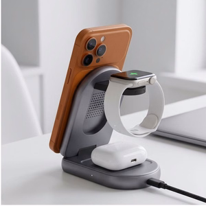 Tech-Protect A53 MagSafe Qi2.2 25 W langaton 3-in-1-latausasema – tummanharmaa
