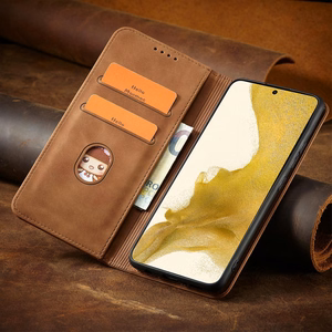 Magnet Fancy Suojakuori Samsung Galaxy S23+:lle lompakkokotelo jalustalla ruskea