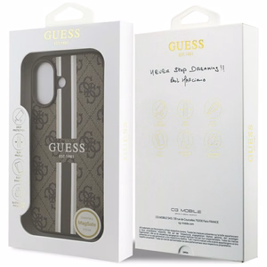 Guess 4G Printed Stripes MagSafe-suojakuori iPhone 17:lle - ruskea