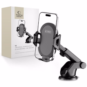 Tech-Protect V1 auton puhelinteline tuulilasiin/kojelautaan - musta