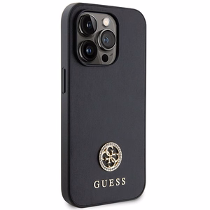 Guess GUHCP15LPS4DGPK iPhone 15 Pro 6,1 musta/musta kovakuori Strass Metal Logo