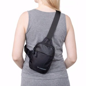 Wozinsky WMS-W1 vedenpitävä unisex-miniolkalaukku puhelimelle kahdella lokerolla - musta