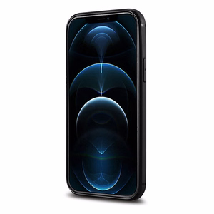 iCarer Nahka Öljyvaha kotelo päällystetty luonnollisella nahalla iPhone 12 Pro Max musta (ALI1206-BK)