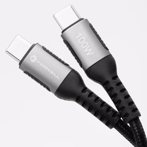 Kaapeli USB C - USB C Forcell F-Energy QC4.0 PD 5A 100W Cafule 1,2 m C260 musta