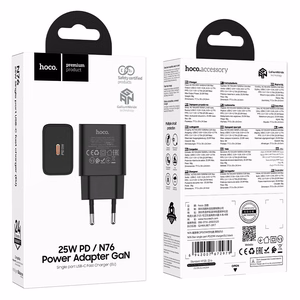 Puhelimen laturi Hoco USB C QC PD 25W N76 musta