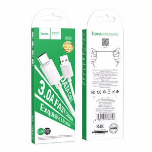 Cable USB A to USB C Hoco 3A 1 m X88 white