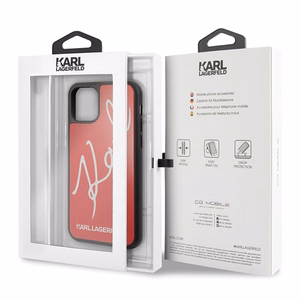 Karl Lagerfeld Signature Glitter Case iPhone 11 Pro:lle - punainen