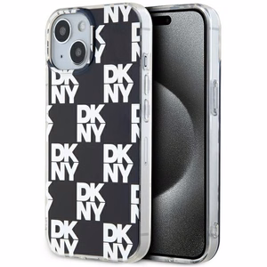 DKNY IML Ruudullinen Mono-kuvio Suojakuori iPhone 15 / 14 / 13:lle - musta